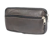 Torby męskie - Skórzana Saszetka Na Pasek Z Suwakiem Polska Galanteria (PL) CZEKOLADOWO CZARNA 18,5 x 11 x 2 [cm] - miniaturka - grafika 1