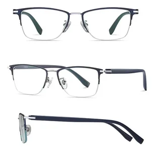 Ultralekkie tytanowe okulary zerówki z filtrem Blue Light do komputera półramkowe TN824A - Okulary korekcyjne, oprawki, szkła - miniaturka - grafika 1
