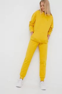 Bluzy damskie - Jack Wolfskin bluza bawełniana damska kolor żółty z kapturem gładka - grafika 1