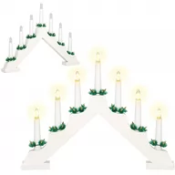 Świeczniki - Świecznik adwentowy Led 7 świec biały drewniany - miniaturka - grafika 1