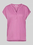 Koszulki i topy damskie - T-shirt z kołnierzem z lamówką - miniaturka - grafika 1