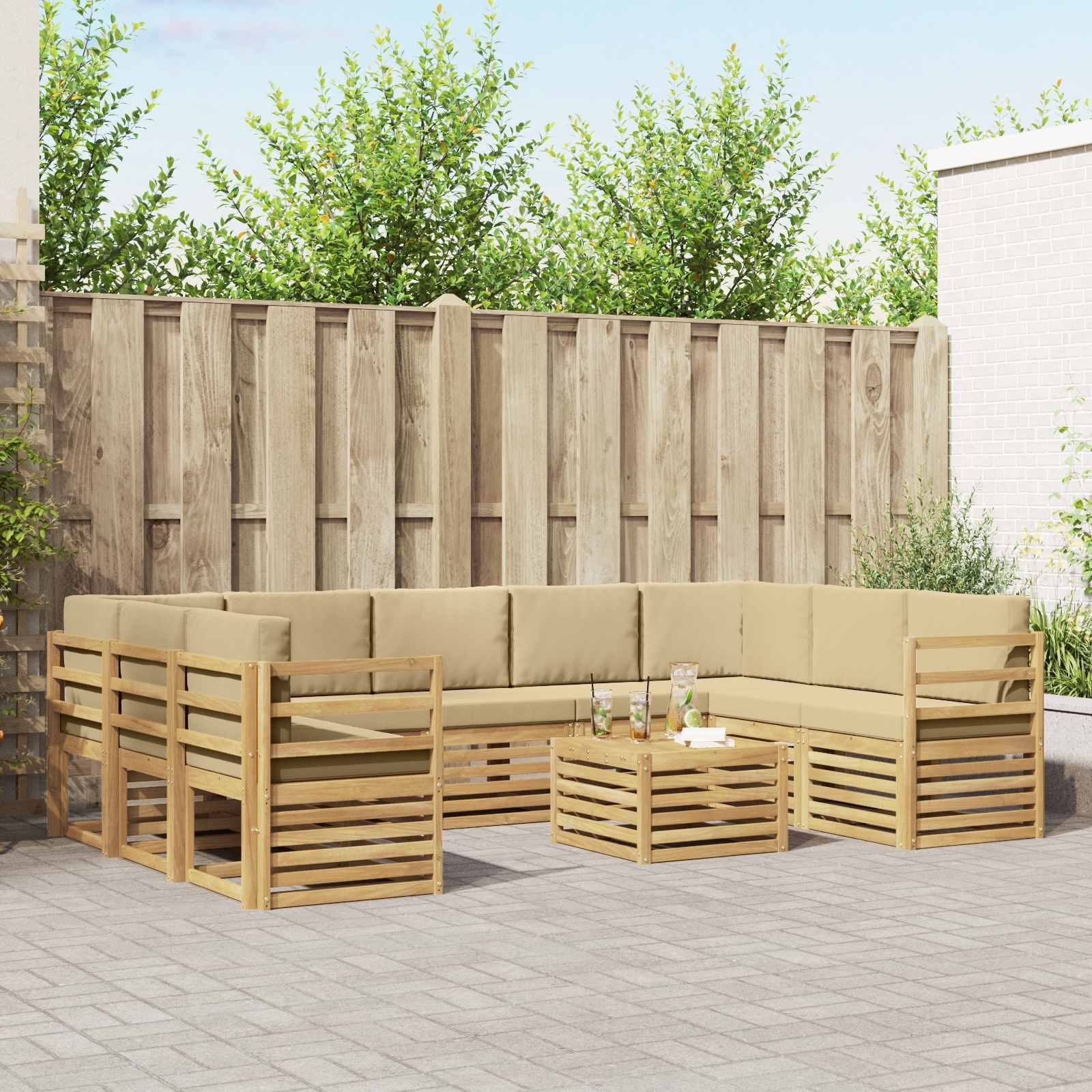 vidaXL Zestawy sof 10 pcs Biały i Beżowy 59 x 59 x 37 cm Poliester