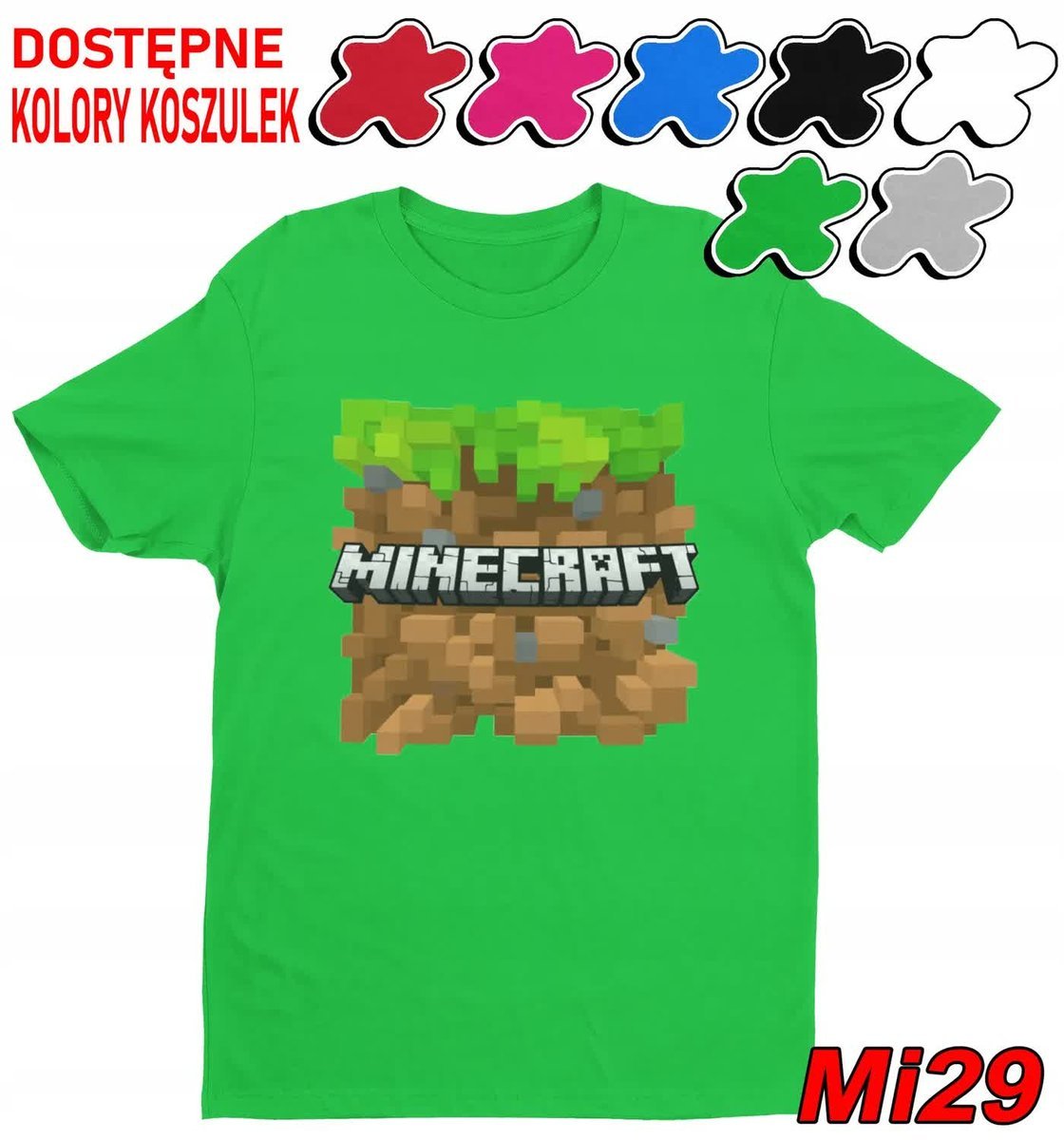 Koszulka Dziecięca Z Nadrukiem Dla Fana Mainkraft Gry Wzory -M 134-140