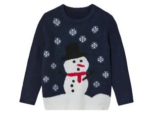 lupilu® Sweter chłopięcy świąteczny (110/116, bałwan śniegowy/granatowy) - Swetry dla chłopców - miniaturka - grafika 1