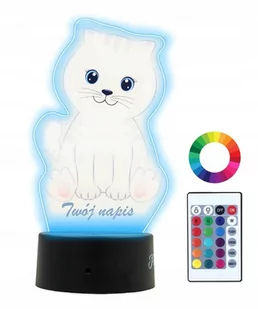 Lampka Nocna Z Nadrukiem 3D Led Kotek Imię Prezent - Lampy stojące - miniaturka - grafika 1