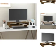 Akcesoria do monitorów - vidaXL Podstawa pod monitor miodowy brąz 60x27x14 cm lite drewno sosnowe - Podstawa pod monitor komputerowy - miniaturka - grafika 1