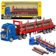 Samochody i pojazdy dla dzieci - Ciężarówka Transport Drewna Metalowa Huina 1:50 Czerwona - miniaturka - grafika 1