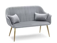Sofy i kanapy - Elegancka Mała Sofa Do Salonu Osma Szary Welur Złota Noga - miniaturka - grafika 1