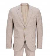 Marynarki męskie - JACK & JONES SUPER SLIM GARNITUR MĘSKI BEŻOWY W KRATKĘ 50 JSF - miniaturka - grafika 1