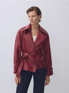 Kurtki damskie - Reserved - Skórzana kurtka z kołnierzem - czerwony - miniaturka - grafika 1