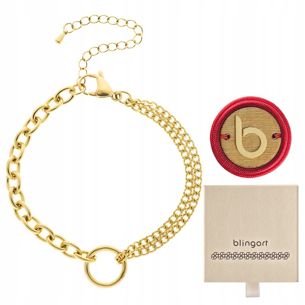 Bransoletka damska pozłacana stal chirurgiczna Kółko regulowana BLINGART