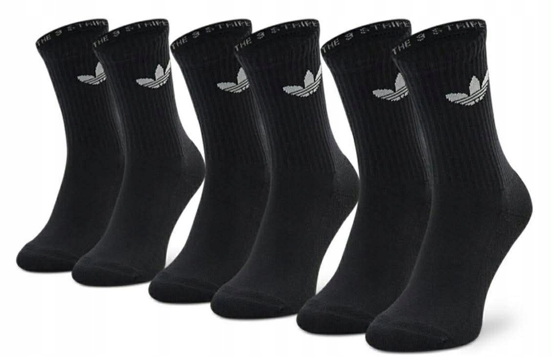 SKARPETY MĘSKIE ADIDAS SKARPETKI WYSOKIE SPORTOWE 3 PARY BAWEŁNA r. 37-39