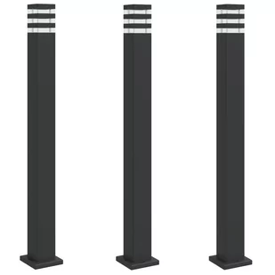 vidaXL Zewnętrzne lampy stojące, 3 szt., czarne, 110 cm, aluminium - Lampy ogrodowe - miniaturka - grafika 1