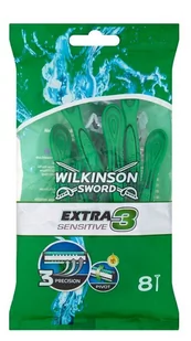 Wilkinson Sword Extra 3 Sensitive maszynki jednorazowe Vitamin E 8 szt - Maszynki do golenia i wkłady - miniaturka - grafika 1