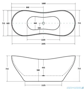Besco Viya 170x72cm wanna wolnostojąca konglomeratowa + syfon klik-klak chrom #WMD-170-V | - Wanny z hydromasażem - miniaturka - grafika 2