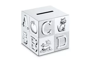 Skarbonka Abc Posrebrzana Na Chrzest Roczek Grawer - Skarbonki - miniaturka - grafika 1