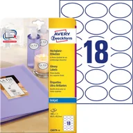 Etykiety do drukarek - Avery Zweckform Etykiety papierowe 63,5x42,3 owalne ZWECKFORM trwałe błyszczące białe 10 arkuszy 180 etykiet /C6079-10/ ZW716 - miniaturka - grafika 1