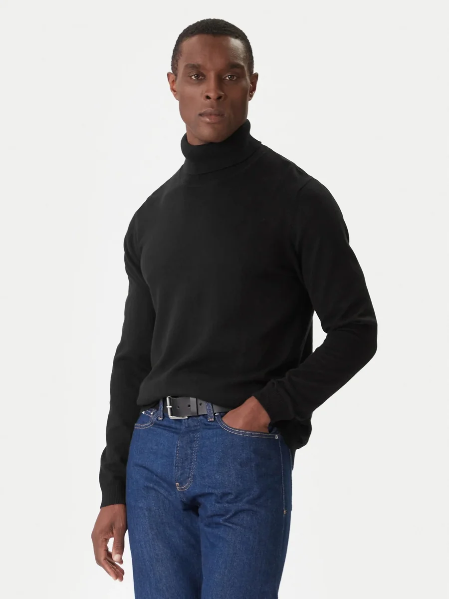 JACKJONES CZARNY SWETER MĘSKI Z GOLFEM BAWEŁNIANY XL 7BA