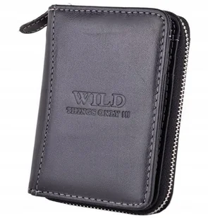 Czarny PODŁUŻNY Portfel Męski na SUWAK Bilon ŚREDNI Młodzieżowy SKÓRZANY hq - Portfele - miniaturka - grafika 1