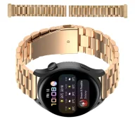 Akcesoria do smartwatchy - Bizon Pasek ze stali nierdzewnej Strap Watch Aura 18 mm do smartwatcha, różowozłoty - miniaturka - grafika 1