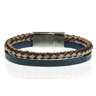 Bransolety męskie - Bransoletka skórzana granatowa EM 16 - EM Men's Accessories - miniaturka - grafika 1