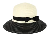 Czapki damskie - Kapelusz Damski Słomkowy Plażowy Na Lato Z Kokardą Elegancki Retro Vintage - miniaturka - grafika 1
