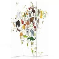 Parawany - Parawan pokojowy FEEBY, Mapa świata dla dzieci 1, Obrotowy 110x170cm 3-częściowy - miniaturka - grafika 1