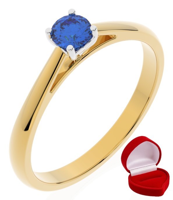 ZŁOTY PIERŚCIONEK ZARĘCZYNOWY 585 14k SZAFIR 0,19 ct + PUDEŁKO R15