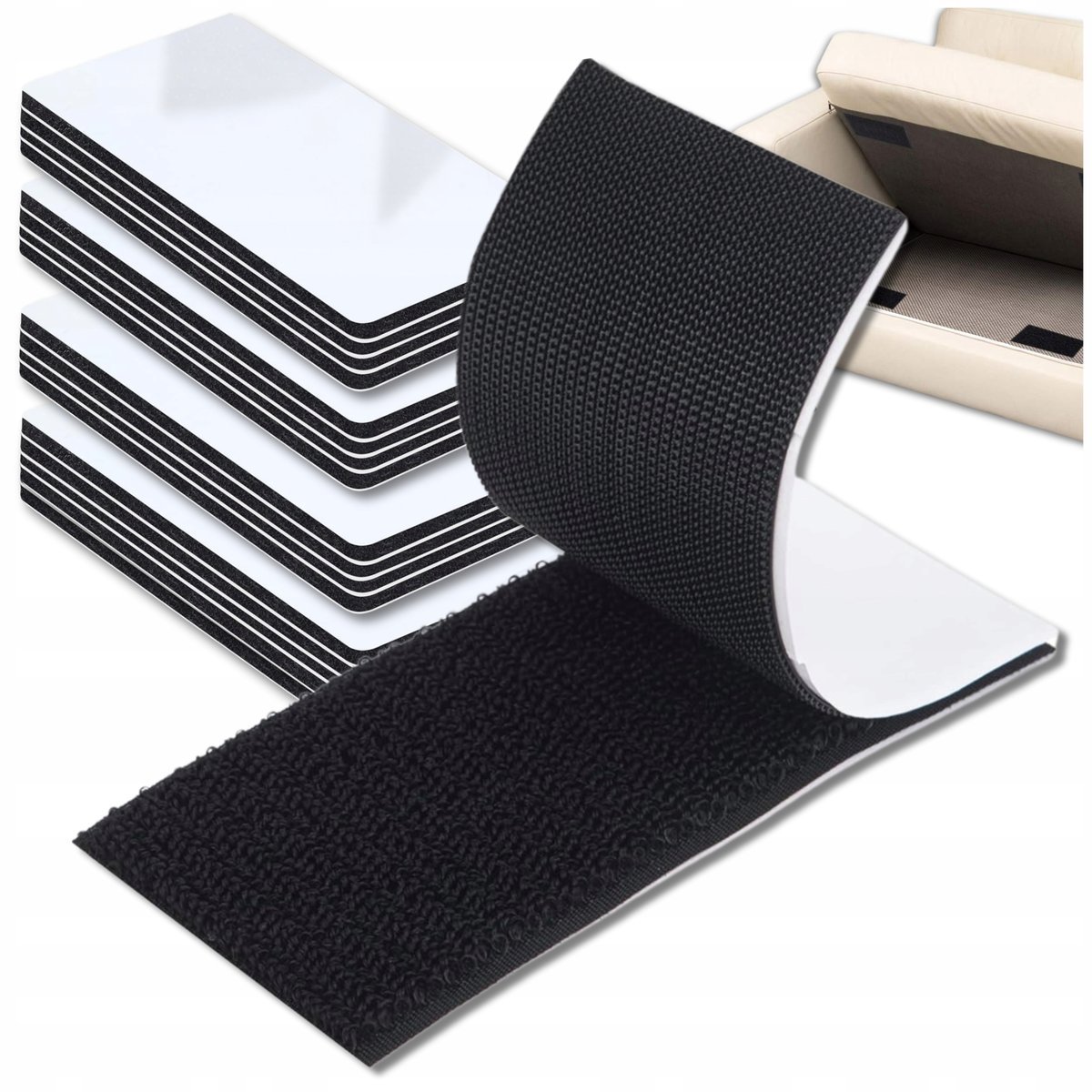 Rzep z Klejem Taśma Samoprzylepna 30x100 mm Czarny Komplet 25szt tasiemki