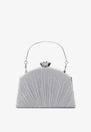 Torebki damskie - Srebrna Brokatowa Torebka Wieczorowa z Kryształowym Zatrzaskiem Norrda - miniaturka - grafika 1