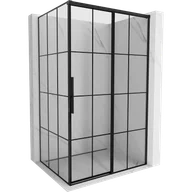 Kabiny prysznicowe - Mexen Rox kabina prysznicowa rozsuwana prawa 145 x 80 cm, czarna kratka, czarna - 8C2-145-080-70-77-P - miniaturka - grafika 1