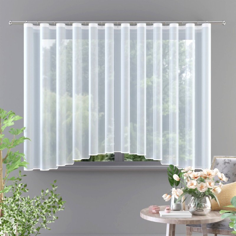 Firanka batyst gotowa z lamówką łuk 350x140 cm biała