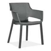 Fotele i krzesła ogrodowe - ALLIBERT Krzesło ogrodowe ELISA plastikowe antracytowe - miniaturka - grafika 1