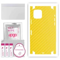 Szkła hartowane na telefon - Folia naklejka skórka strukturalna na TYŁ+BOKI do Apple iPhone 11 Pro -  Carbon Żółty - apgo SKINS - miniaturka - grafika 1