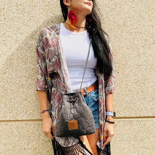 Mały worek Mili Glam Bag 2 - szara - Torebki damskie - miniaturka - grafika 1