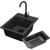 Zlewozmywaki z baterią - Zestaw Kernau Zlewozmywak KGS L 40 1B Graphite + Bateria KWT 47 Graphite + Koszyk ociekowy KPB 01 Matt Black - miniaturka - grafika 1