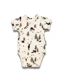 Body dla niemowląt - Niemowlęce body bawełniane z krótkim rękawem wzór leśny beżowy Nicol,r.56 - miniaturka - grafika 1