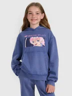 Bluzy dla dziewczynek - 4F Bluza dresowa nierozpinana z kapturem dziewczęca - niebieska 122 (6-7 lat) - miniaturka - grafika 1