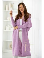 Swetry damskie - DŁUGI SWETER KARDIGAN LEA NARZUTKA POLSKI PRODUCENT J&K PREMIUM -  LILIOWY - miniaturka - grafika 1