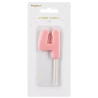 Urodziny dla dorosłych - PartyDeco Świeczka 4 jasno różowa 5.5cm - miniaturka - grafika 1