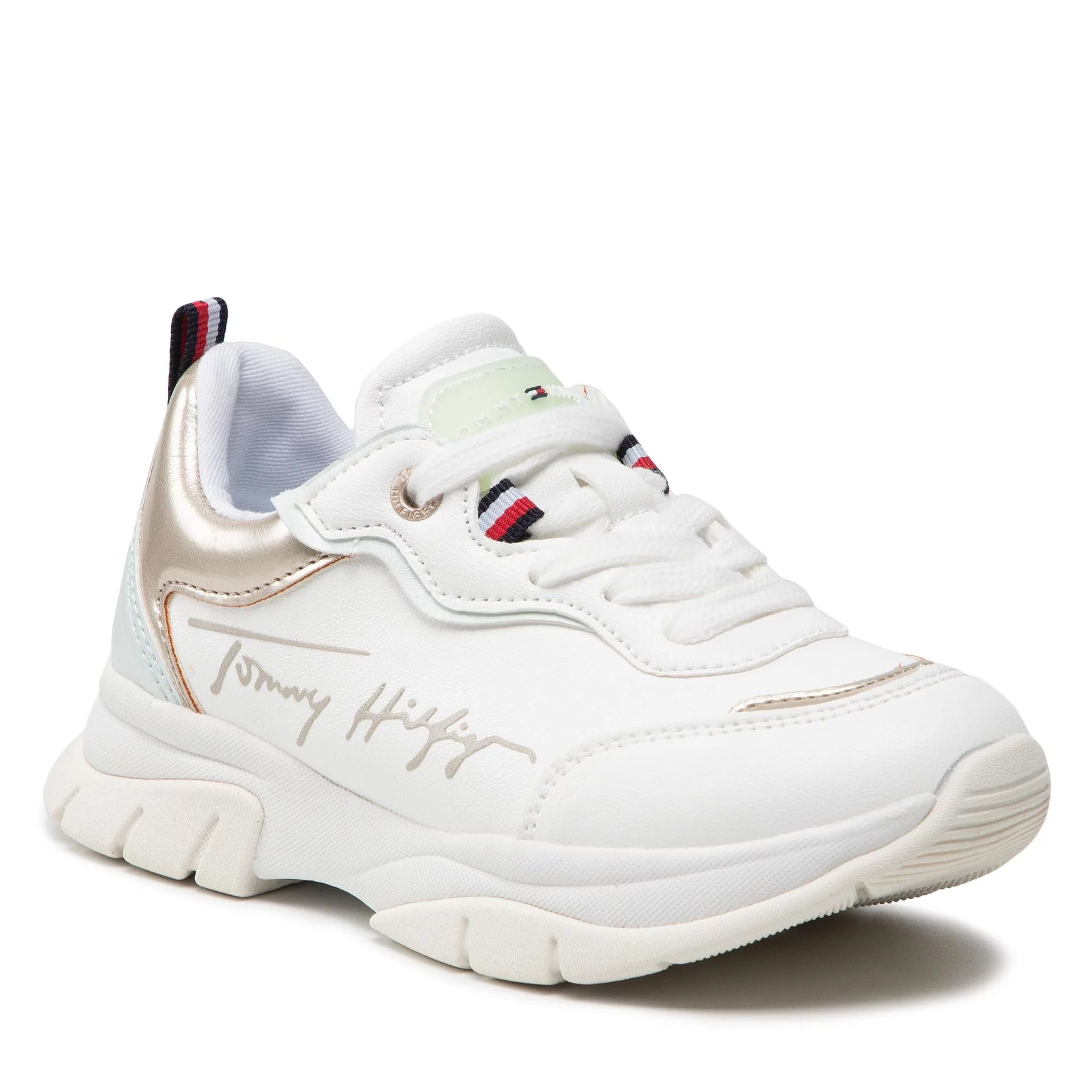 TOMMY HILFIGER Sneakersy Low Cut Lace-Up Sneaker T3A4-32164-0289  White/Platinum X048 - Ceny i opinie na Skapiec.pl