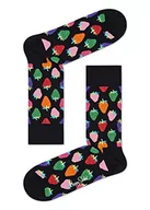 Skarpetki męskie - Happy Socks Strawberry Sock, kolorowe i zabawne, Skarpety dla kobiet i mężczyzn, Czarny-Czerwony-Zielony (36-40) - miniaturka - grafika 1