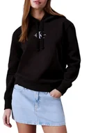 Bluzy damskie - Bluza damska Calvin Klein Jeans z kapturem czarna-S - miniaturka - grafika 1