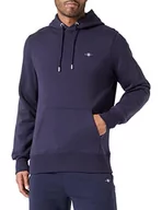 Bluzy męskie - GANT Męska bluza z kapturem REG Shield, Evening Blue, standardowa, niebieski (Evening Blue), XXL - miniaturka - grafika 1