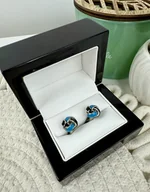 Spinki do mankietów i krawatów - SPINKI DO MANKIETÓW koszuli mankietu czarne srebrne - miniaturka - grafika 1