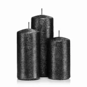 Świece - ZESTAW ŚWIEC OZDOBNYCH CZARNE 3szt. KOKON WALEC - miniaturka - grafika 1