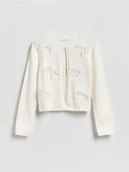 Swetry dla dziewczynek - Reserved - Kardigan z wiskozą - złamana biel - miniaturka - grafika 1