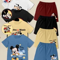 Dresy i komplety dla chłopców - TEMU 8 szt. Zestaw Koszulka i Spodenki Disney, Nadruk Mickey Mouse & Minnie Mouse, Okrągły Dekolt Krótki Rękaw, Miękka Tkanina, Idealny Prezent dla - miniaturka - grafika 1
