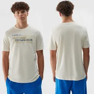 Koszulki męskie - Koszulka Męska 4F T-shirt Biały z nadrukiem 4FWAW24TTSHM1655 XL Złamana biel - miniaturka - grafika 1
