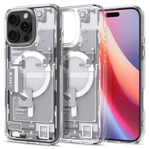 Spigen Etui na telefon komórkowy iPhone 16 Pro [Anti-Yellowing] Ultra Hybrid MagFit etui na telefon komórkowy, przezroczyste, cienkie, kompatybilne z MagSafe - Zero One White